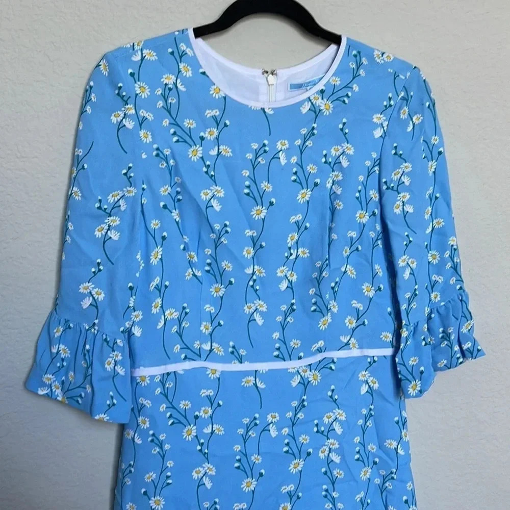 Draper James Blue Daisy Floral Rosslyn Dress 3/4 Sleeves - Picture 3 of 10
